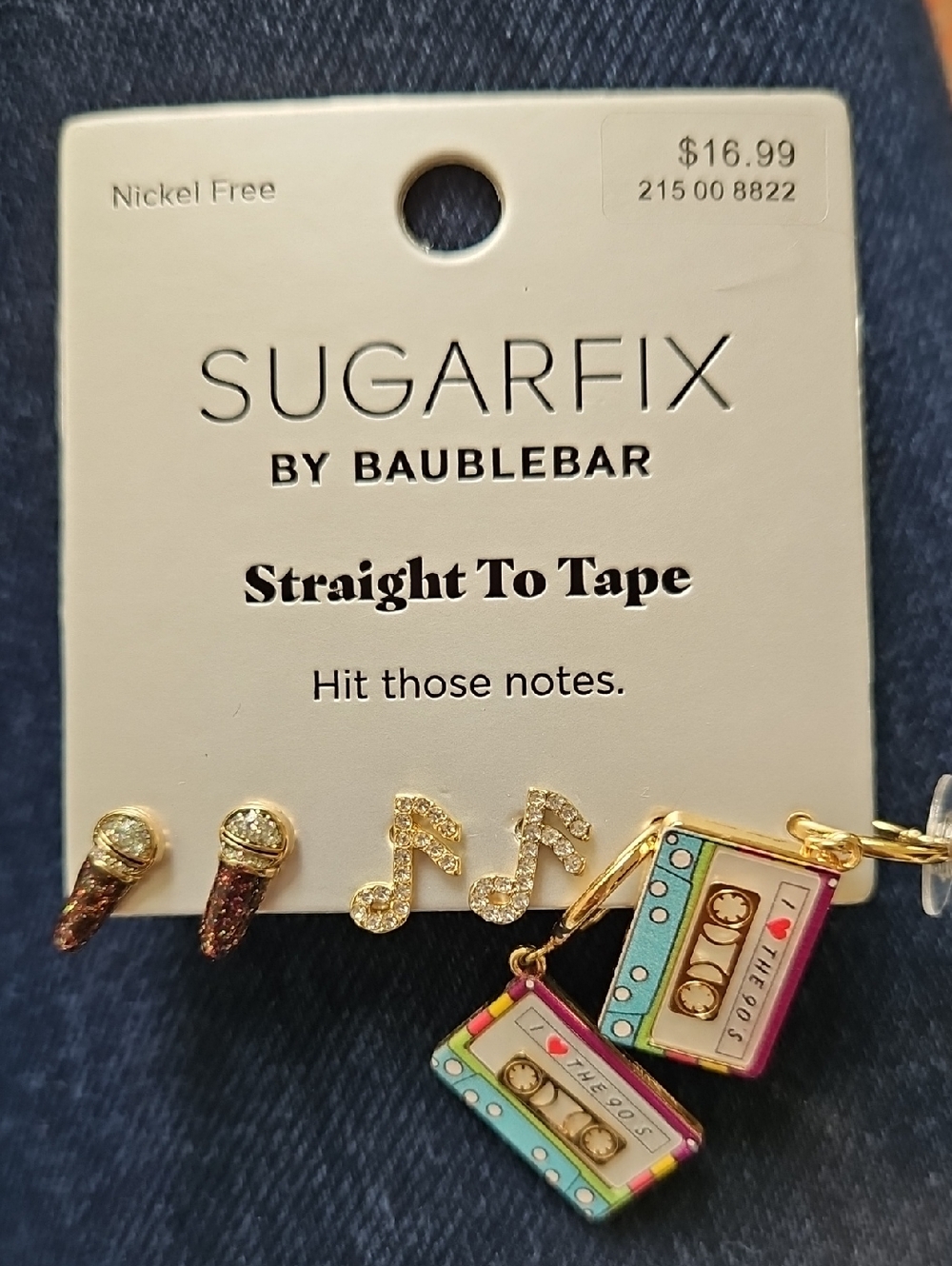 Sugarfix by BaubleBar 'Straight To Tape' Gold Music Note & Cassette Earrings